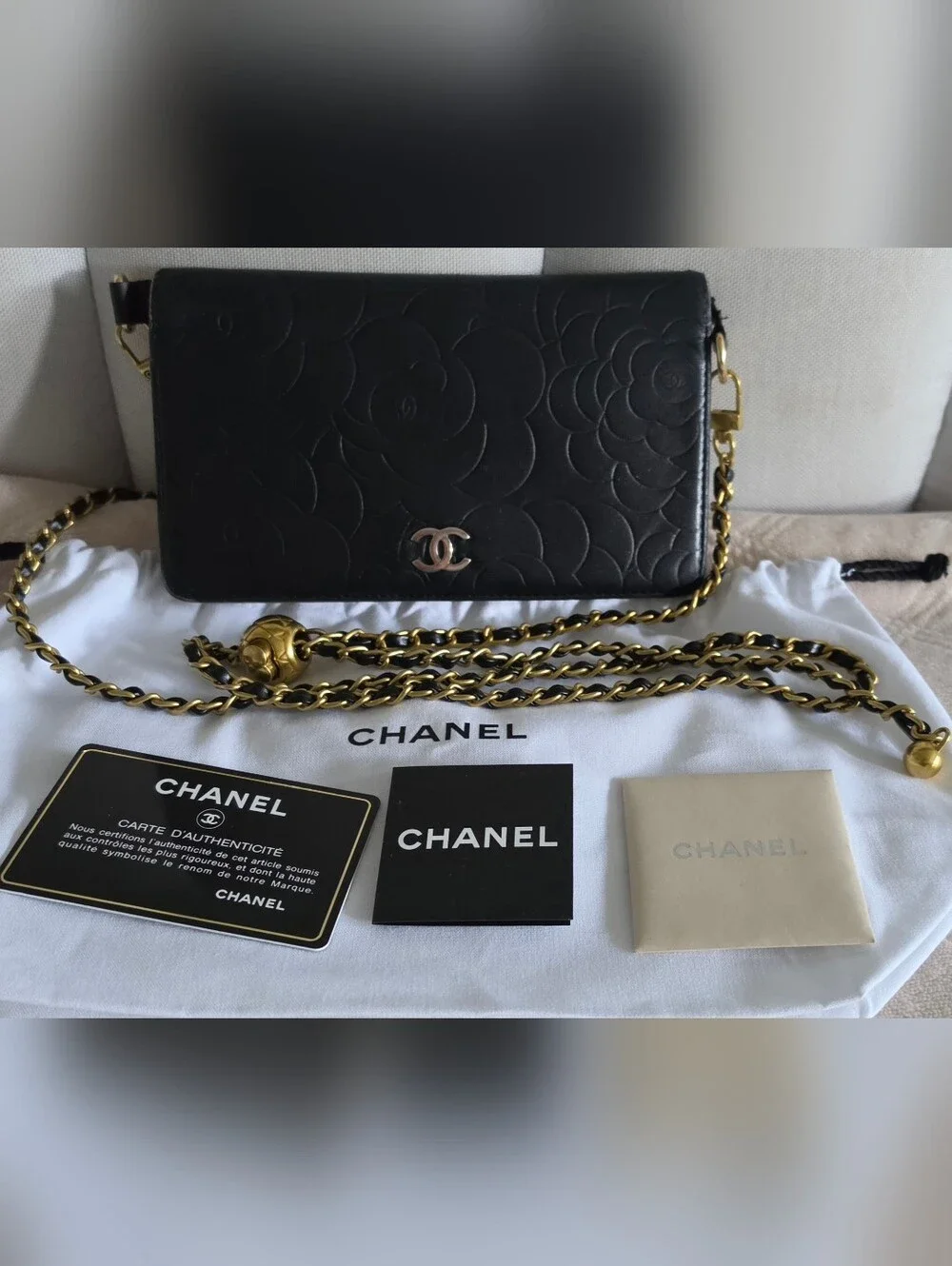 Authentic Chanel Long Clutch/Wallet Black Leather